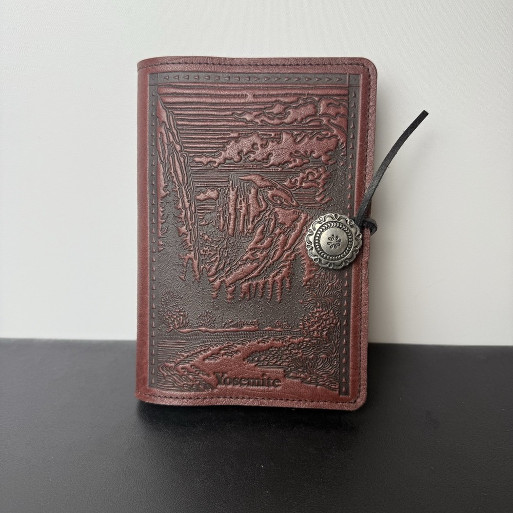 Oberon Design YOSEMITE HALF DOME Leather Journal Cover in RED/WINE 7x5" SMALL - Picture 2 of 7
